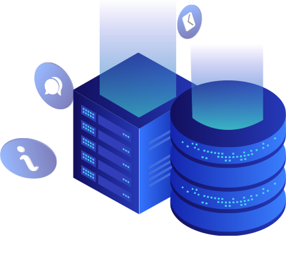 Ilustrasi server dan basis data sebagai gambaran nama domain